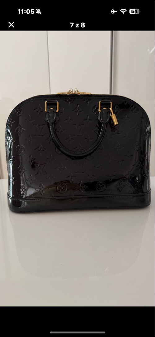 Authentic Louis Vuitton Alma PM Monogram Vernis Black Amarante Handbag