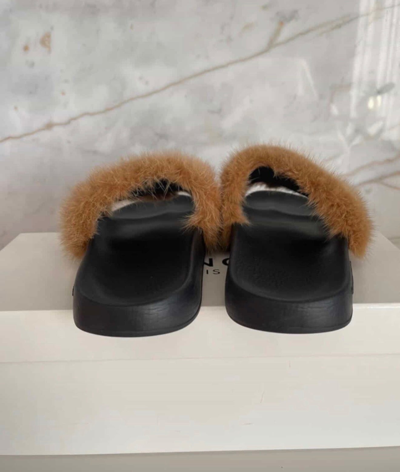 Authentic Givenchy Paris Genuine Mink Fur Slides – Size 39 (Fits 38–39)