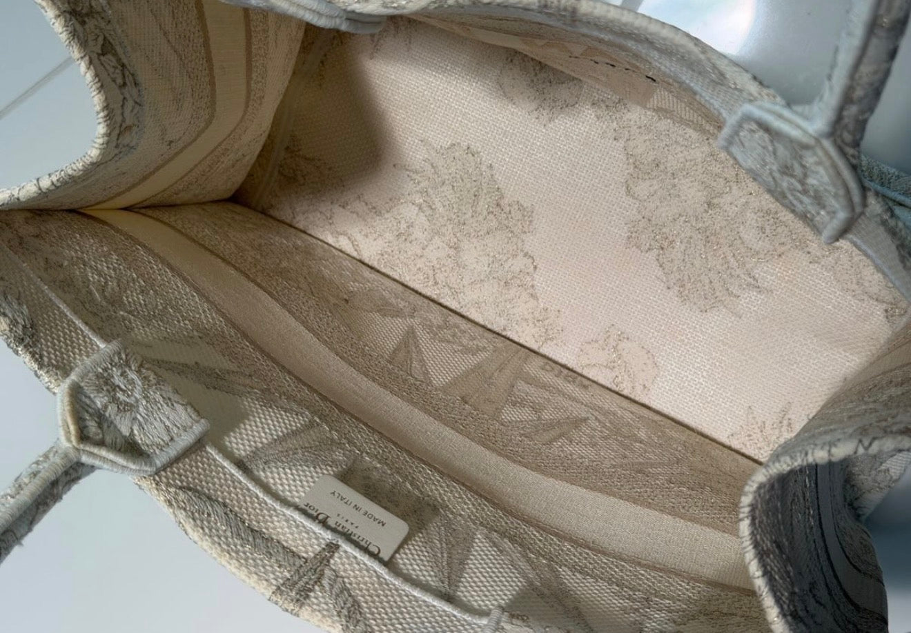 Christian Dior Toile de Jouy Zodiac Book Tote Bag (Beige/Gold Canvas)