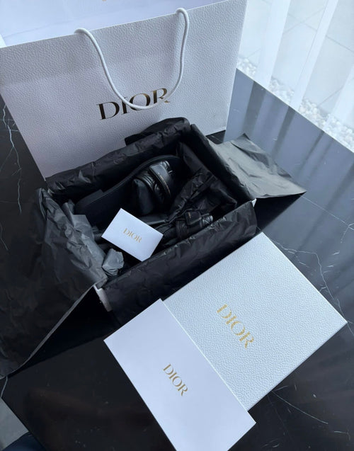 Authentic Christian Dior Diorvolution Slides Black Leather Size 37 Full Set