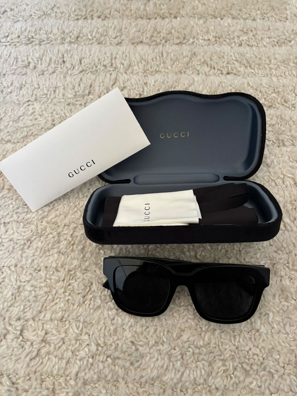 Gucci Oversized Square Sunglasses with Gold GG Logo - Black