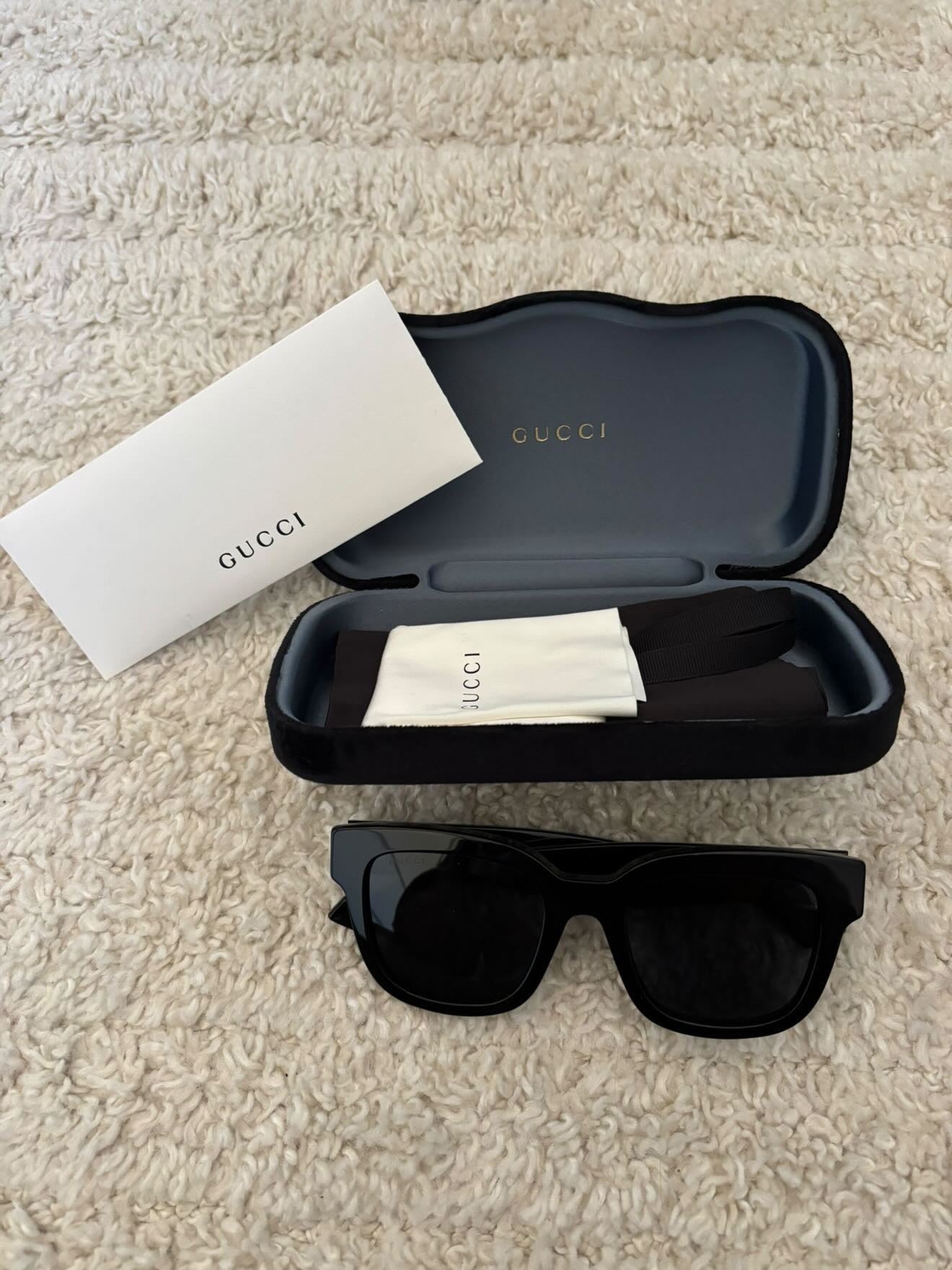 Gucci Oversized Square Sunglasses with Gold GG Logo - Black