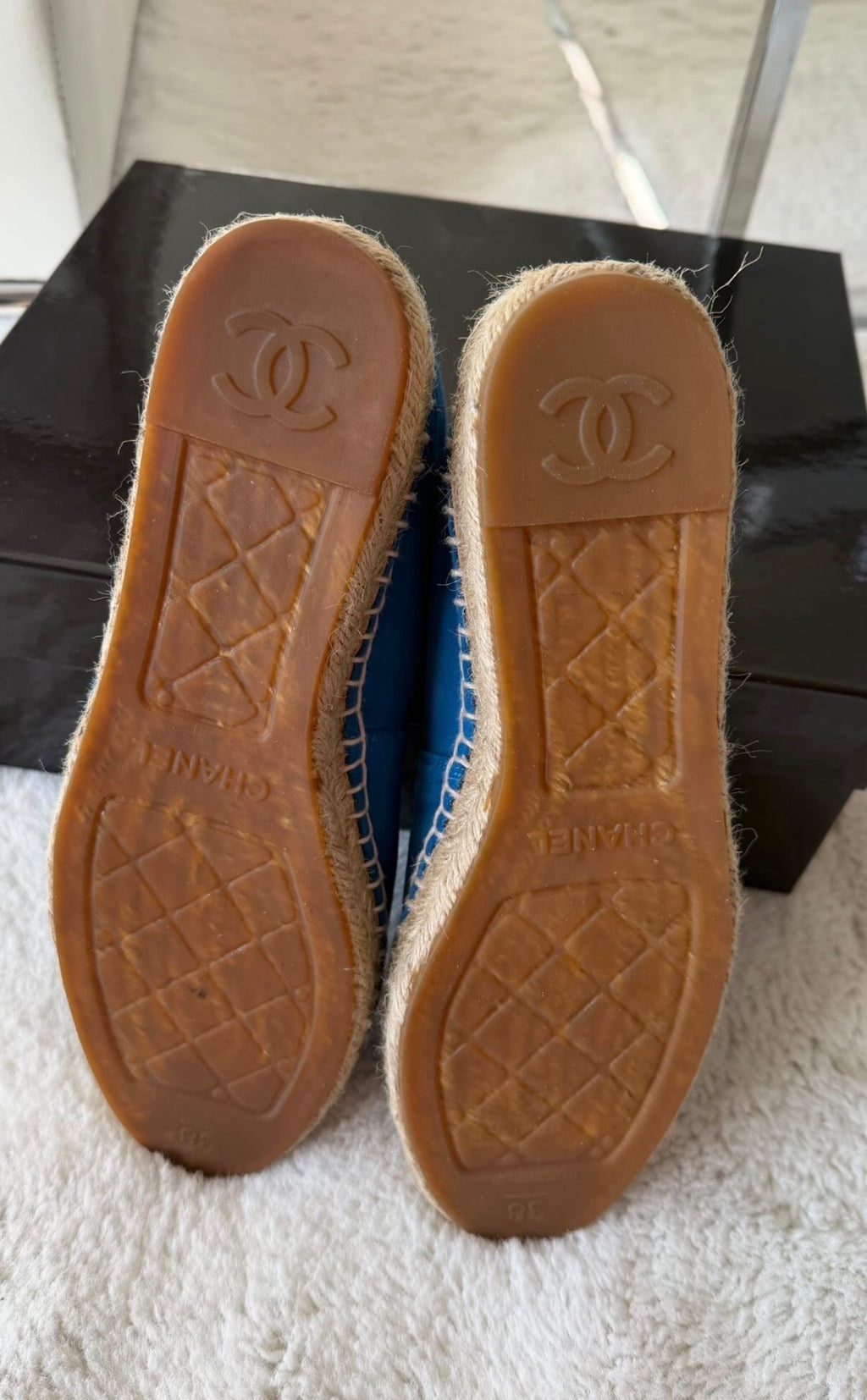 Chanel CC Suede Espadrilles in Cobalt Blue – Size 38 (With Dust Bags)