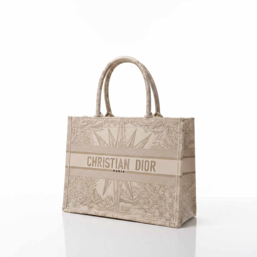 Christian Dior Toile de Jouy Zodiac Book Tote Bag (Beige/Gold Canvas)