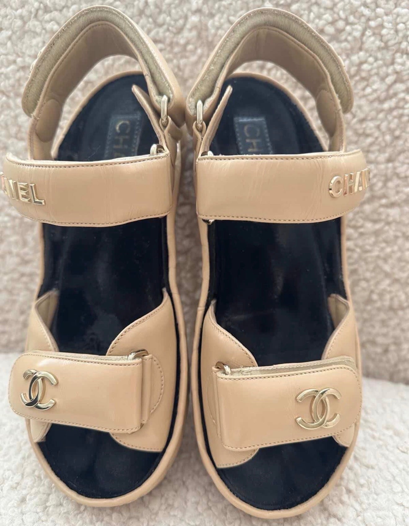 Authentic Chanel Leather "Dad" Sandals – Size 36