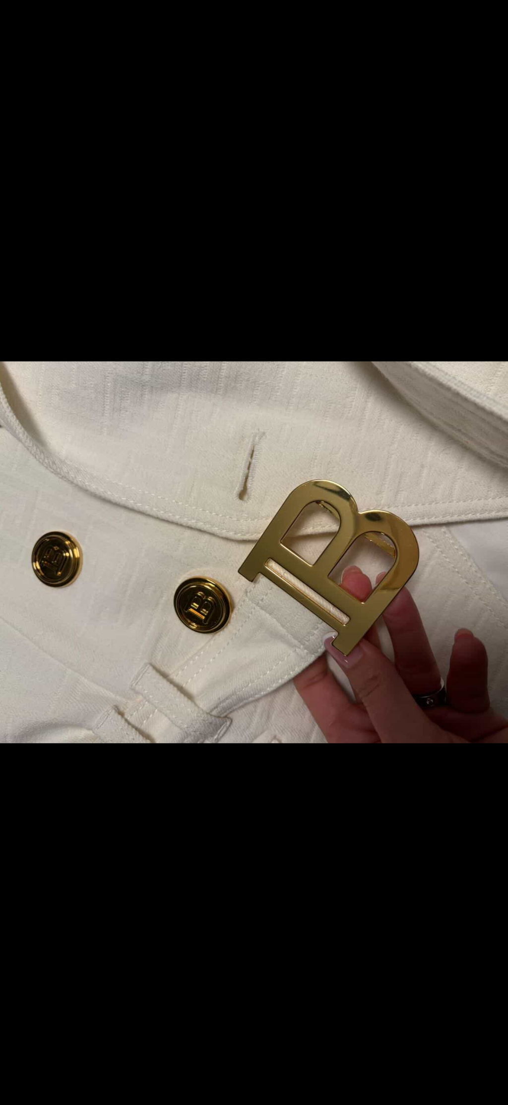 Balmain Double-Breasted Belted Blazer - White Monogram Jacquard (Size 34)/ Luxury Brands Malta/ Pre Owned