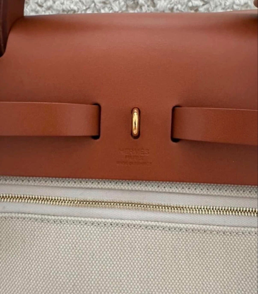 Hermès Herbag Zip 31 – Canvas & Leather – Full Set with Twilly & Rodeo Charmi