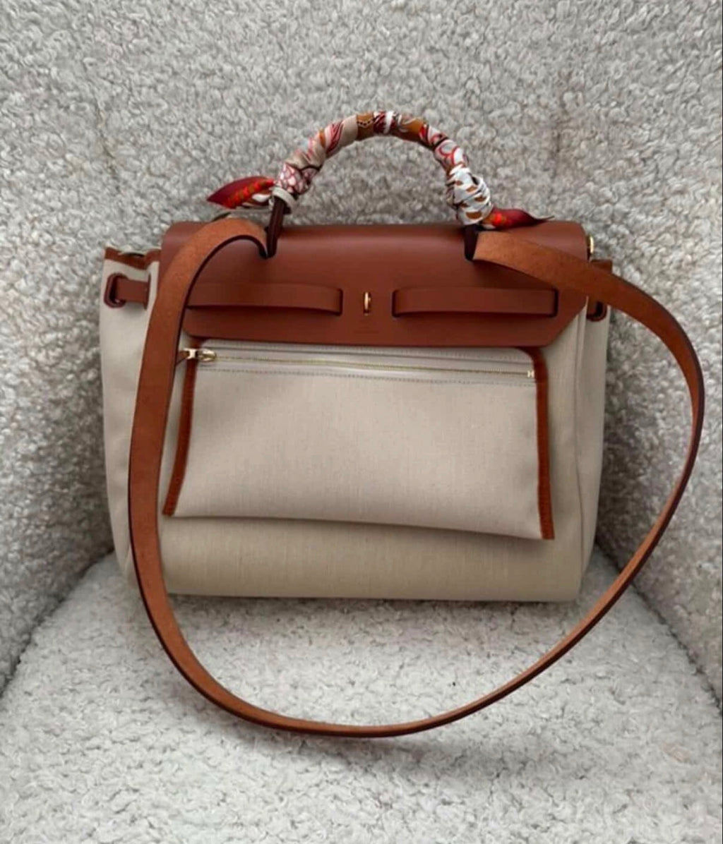 Hermès Herbag Zip 31 – Canvas & Leather – Full Set with Twilly & Rodeo Charmi