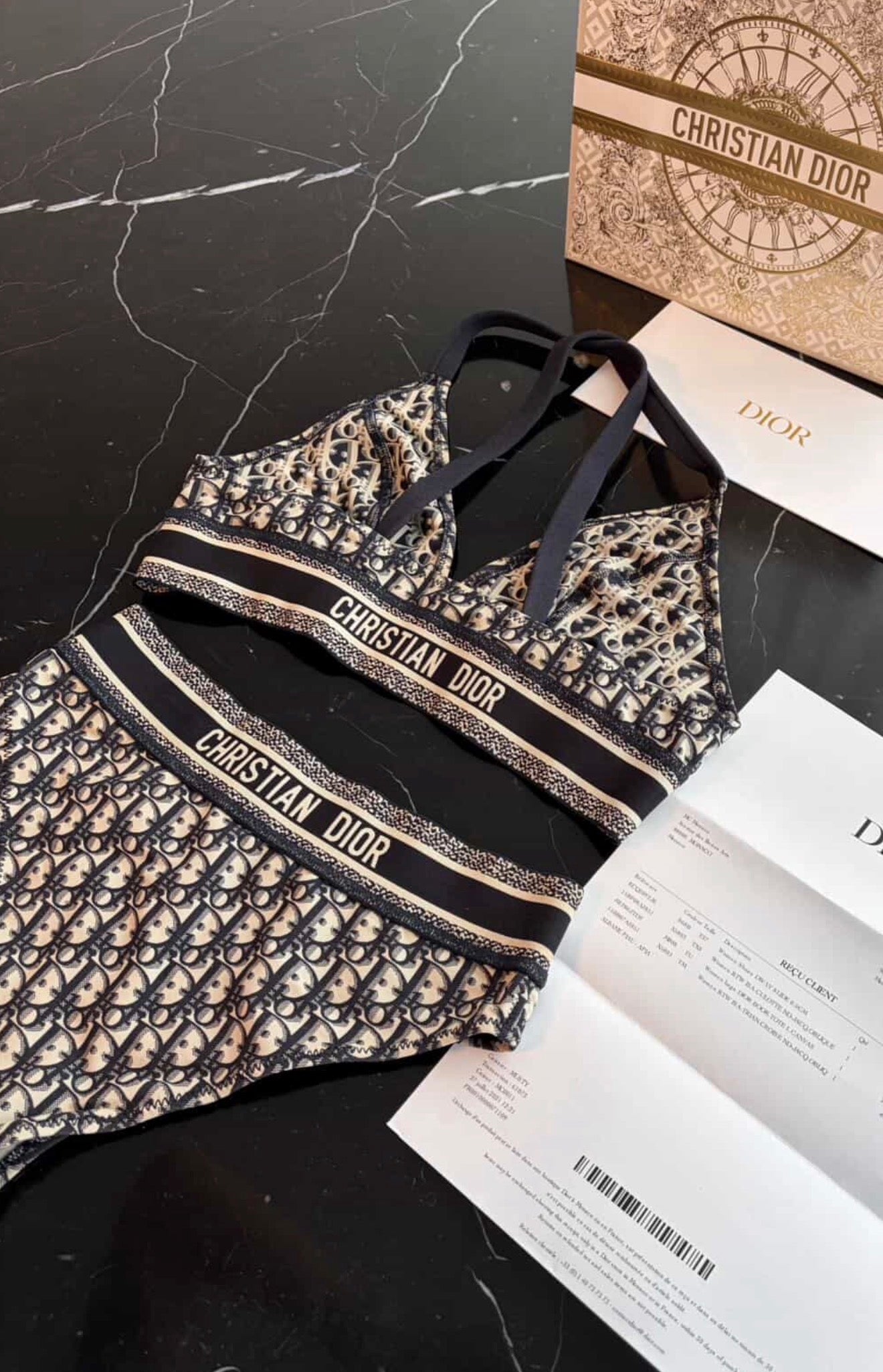 Authentic Christian Dior Oblique Bikini Set (M/XS) – Full Set with Receipt