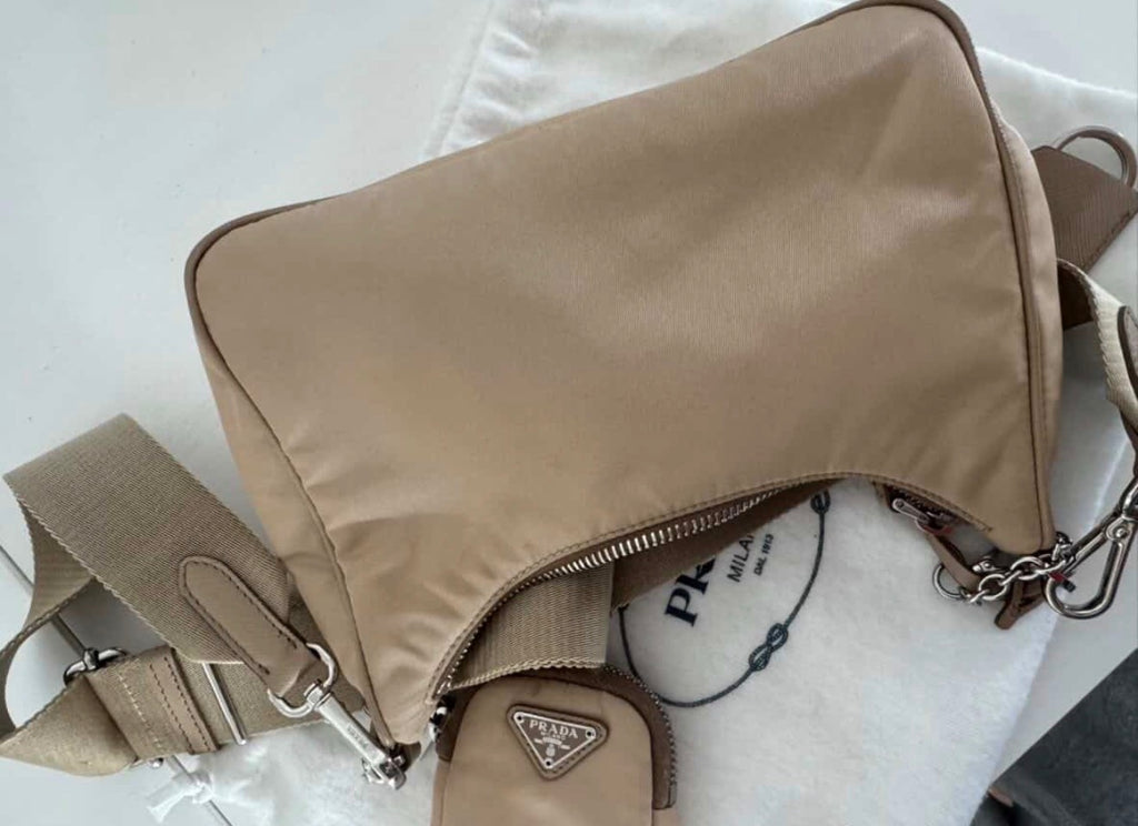 Prada Re-Edition 2005 Nylon Bag – Cammeo Beige (Full Set + Receipt)