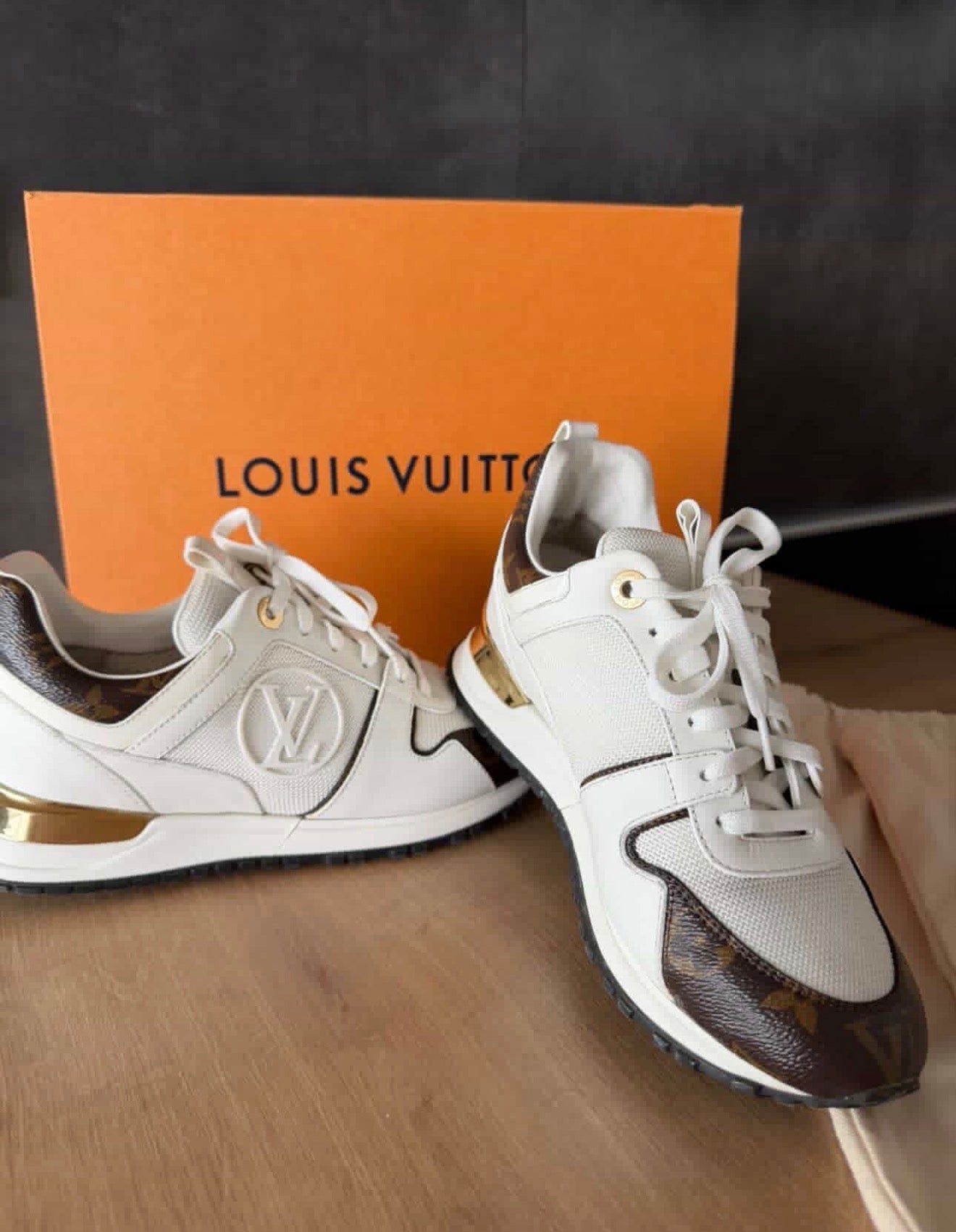 Louis Vuitton Run Away Sneakers – Monogram Canvas & White – Size 36 (Fits 37)