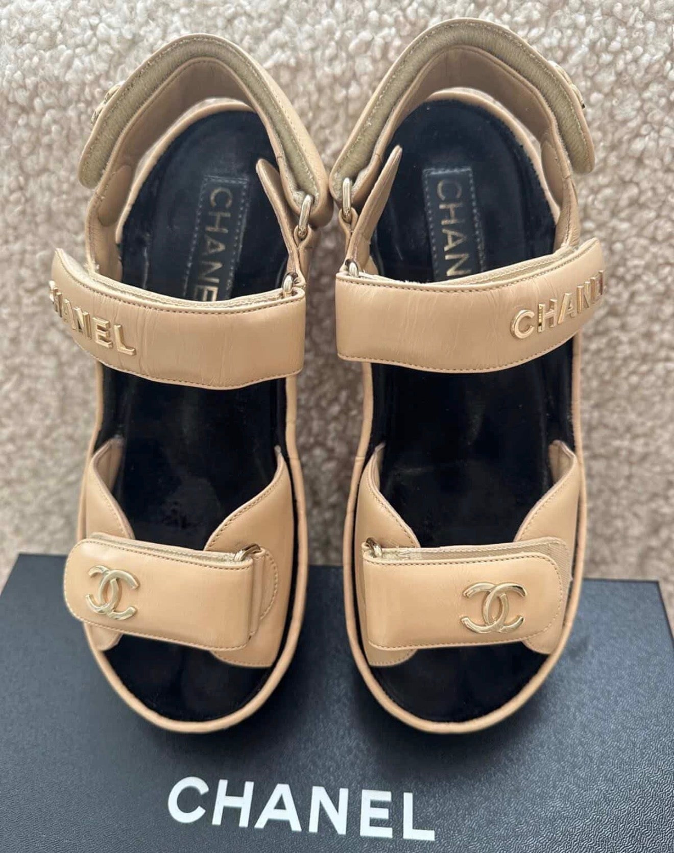 Authentic Chanel Leather "Dad" Sandals – Size 36