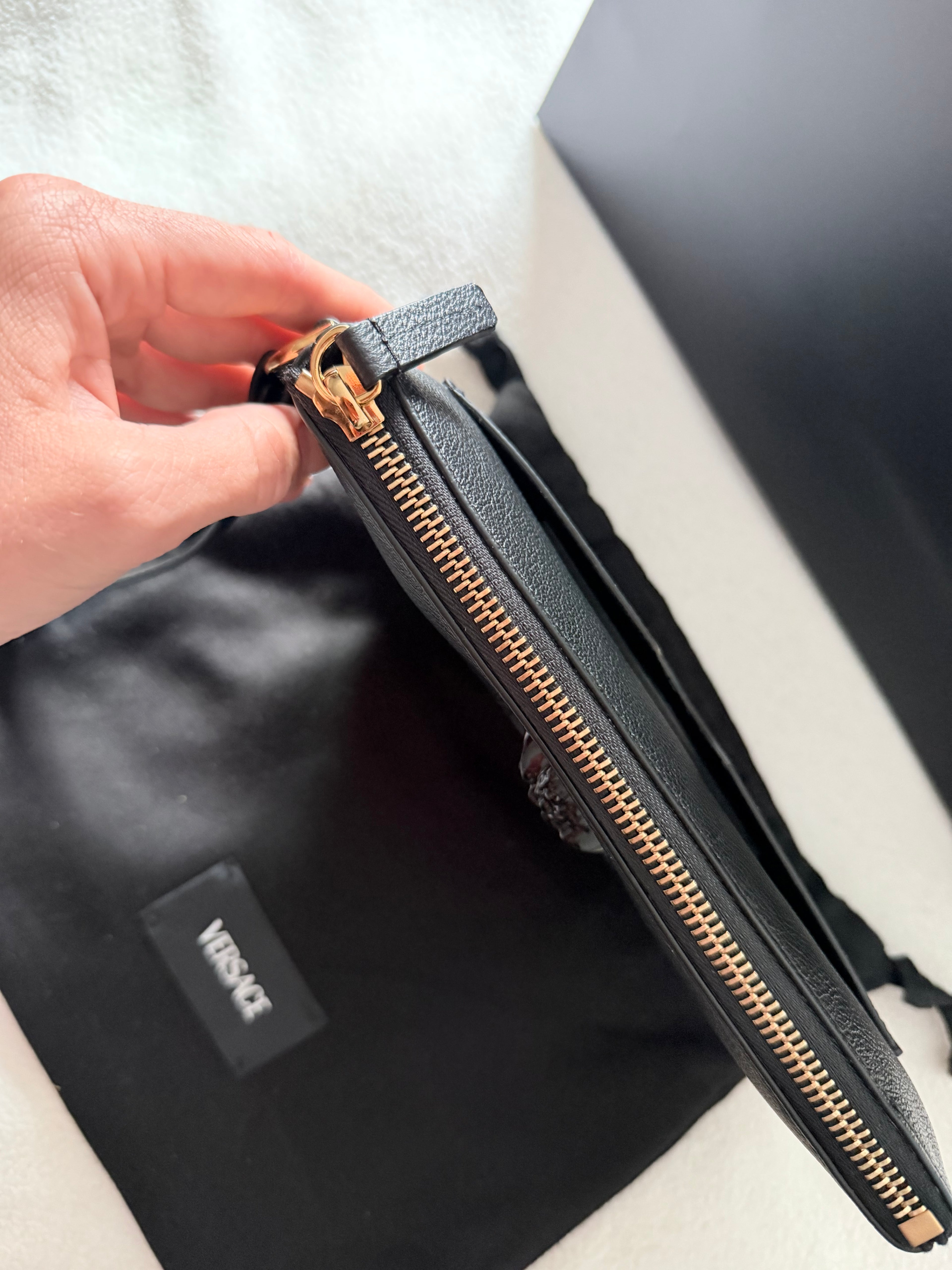 Luxury VERSACE Medusa Pouch – Brand New, Full Set with Invoice