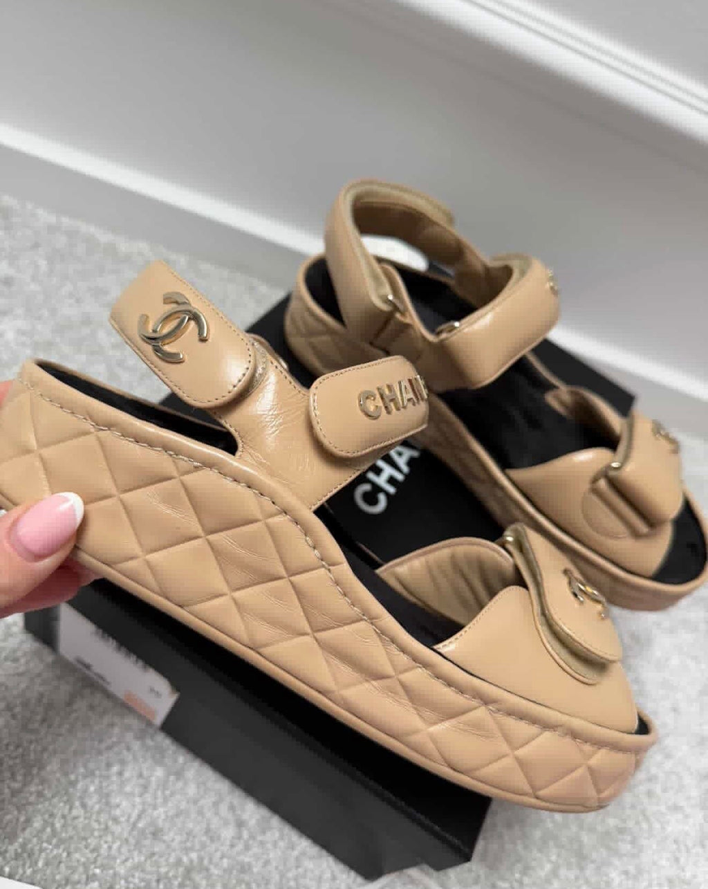 Authentic Chanel Leather "Dad" Sandals – Size 36