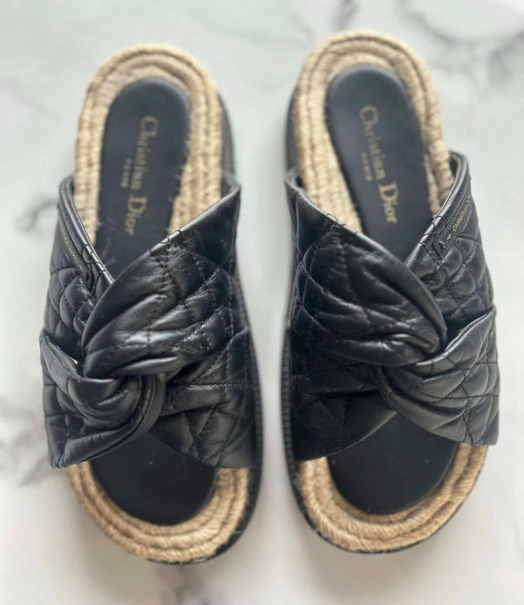 Authentic Christian Dior Quilted Leather Mule Sandals (Size 39.5 / Fits 39)