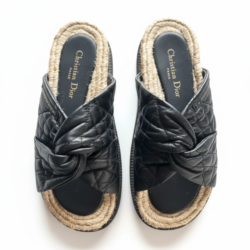 Authentic Christian Dior Quilted Leather Mule Sandals (Size 39.5 / Fits 39)