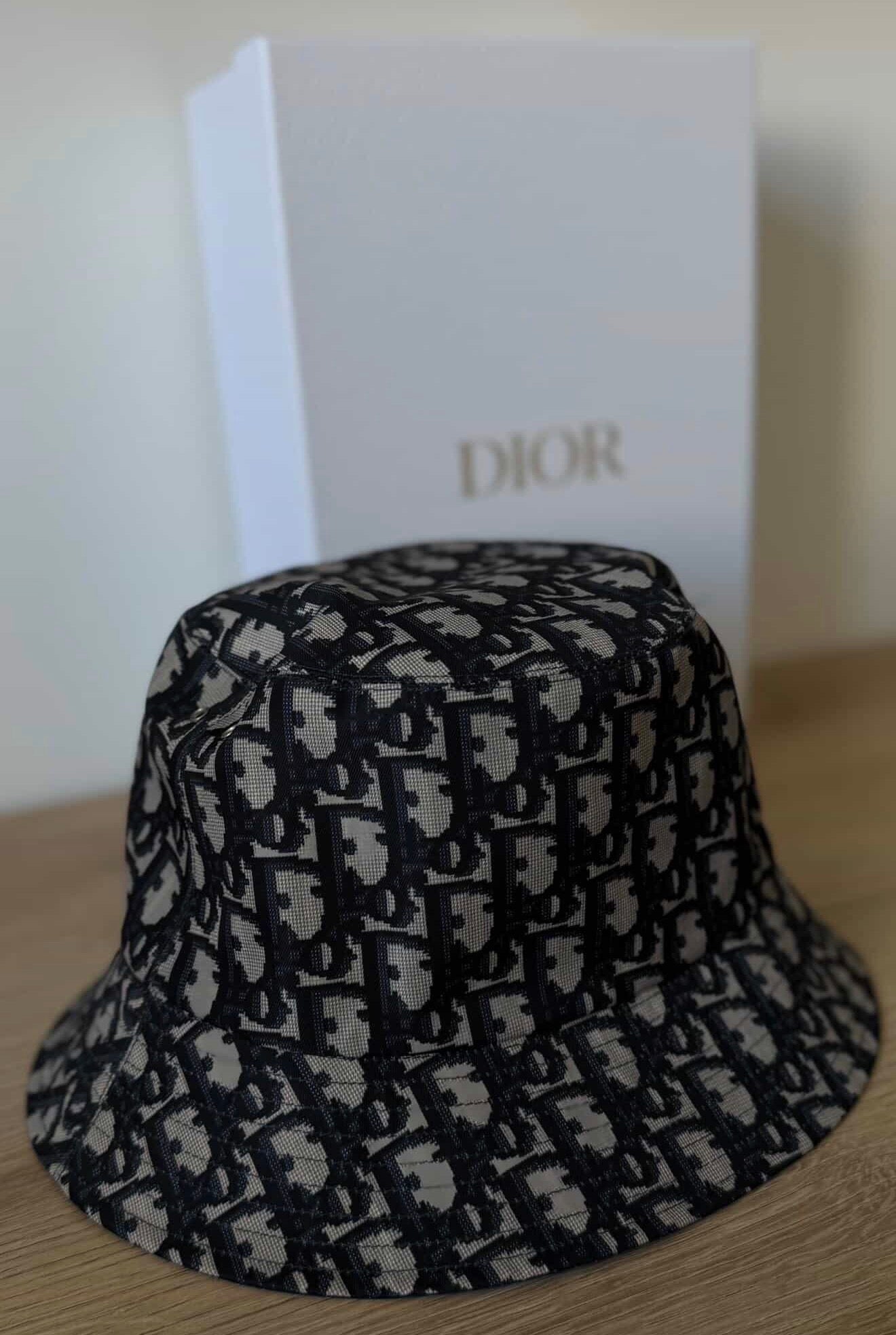 Dior Oblique Reversible Bucket Hat – Navy Blue & Beige Monogram