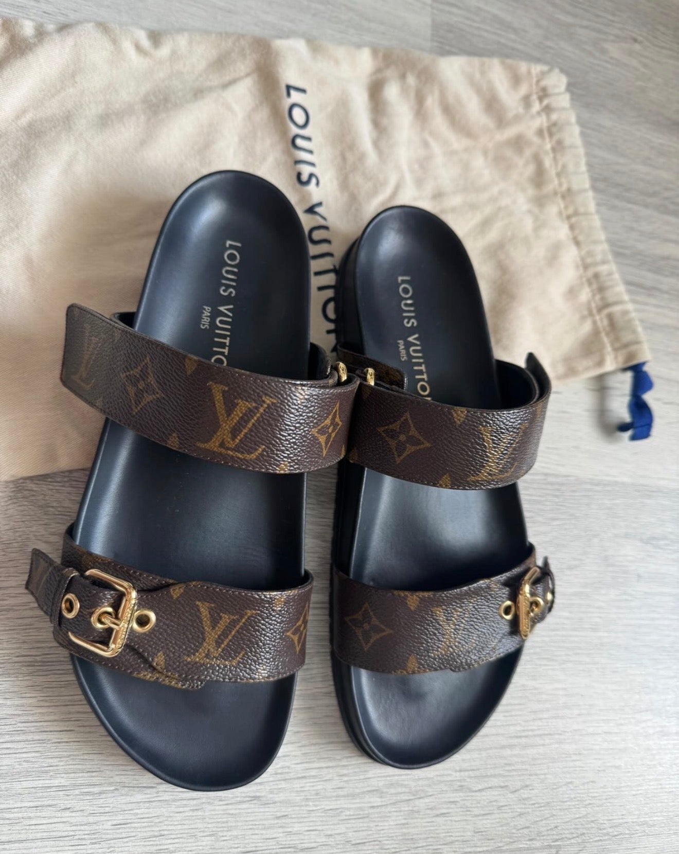 Louis Vuitton Bom Dia Flat Comfort Sandals – Monogram Canvas (Size 41)