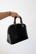 Authentic Louis Vuitton Alma PM Monogram Vernis Black Amarante Handbag