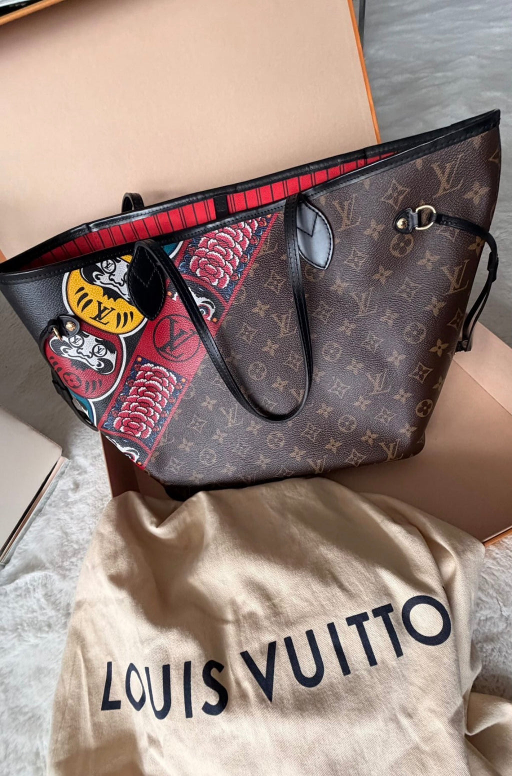 Louis Vuitton Neverfull MM Kabuki Kansai Yamamoto Limited Edition Tote Bag