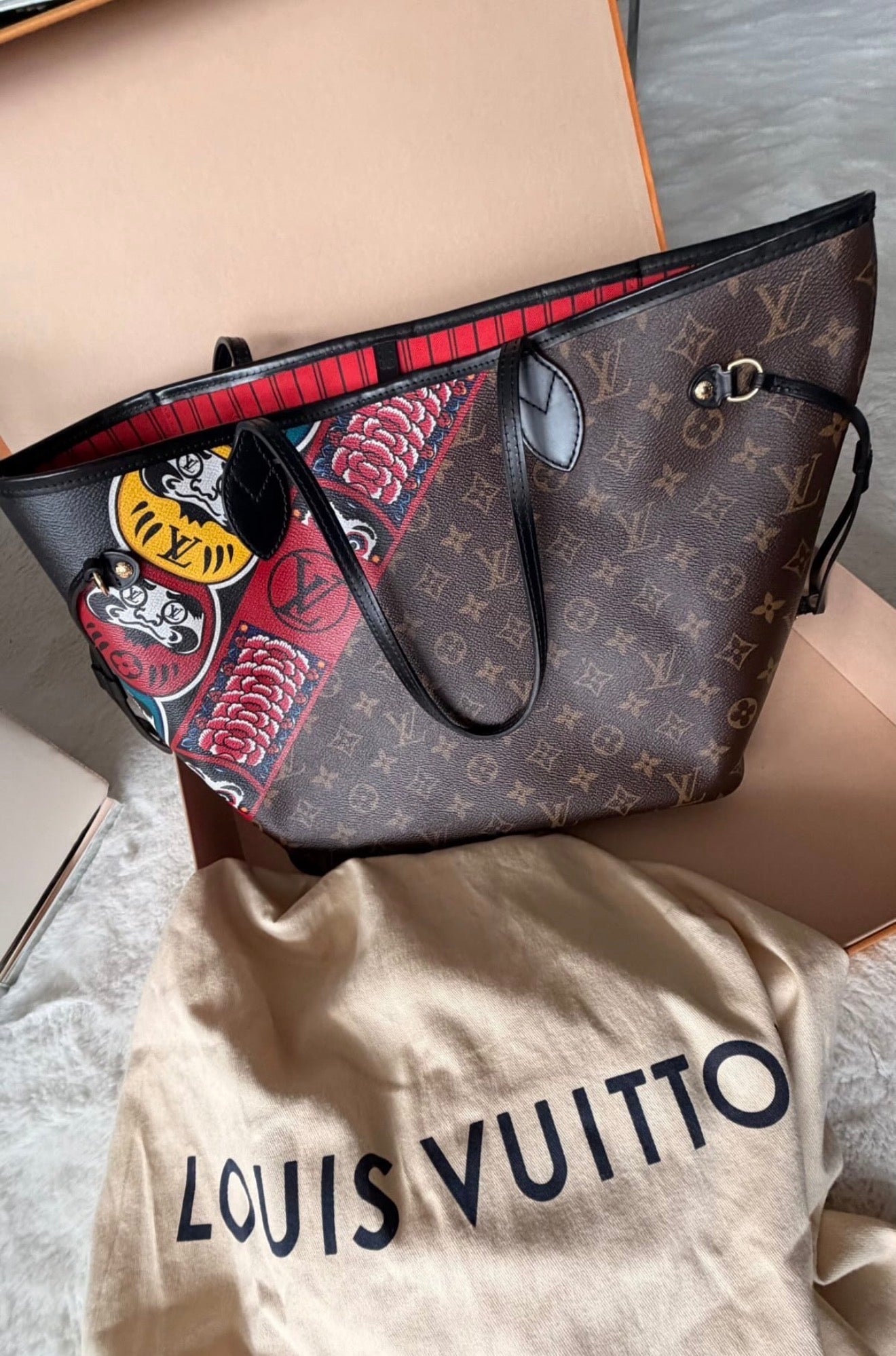 Louis Vuitton Neverfull MM Kabuki Kansai Yamamoto Limited Edition Tote Bag