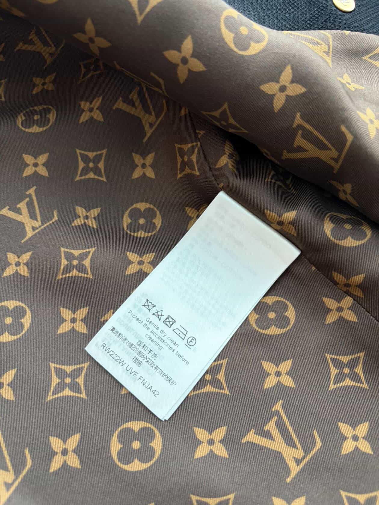 Louis Vuitton Officer Jacket in Black Wool & Silk – Iconic Monogram Lining – Size FR 40 Full Set/ Luxury Brands Malta