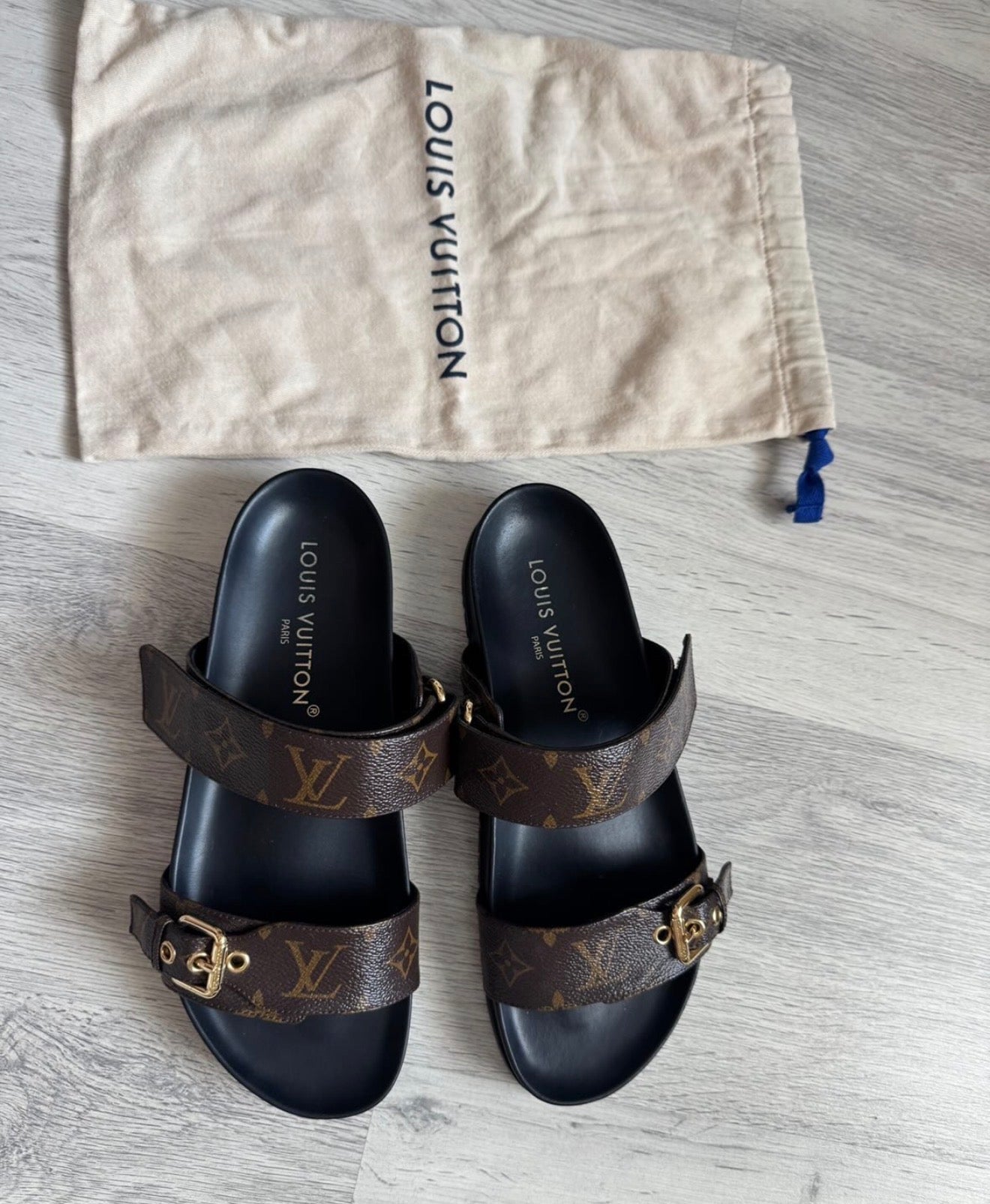 Louis Vuitton Bom Dia Flat Comfort Sandals – Monogram Canvas (Size 41)