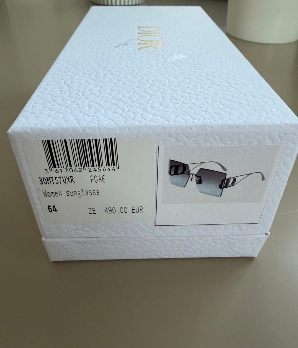 Dior 30Montaigne S7U Rimless Square Sunglasses – Silver & Blue-to-Clear Gradient