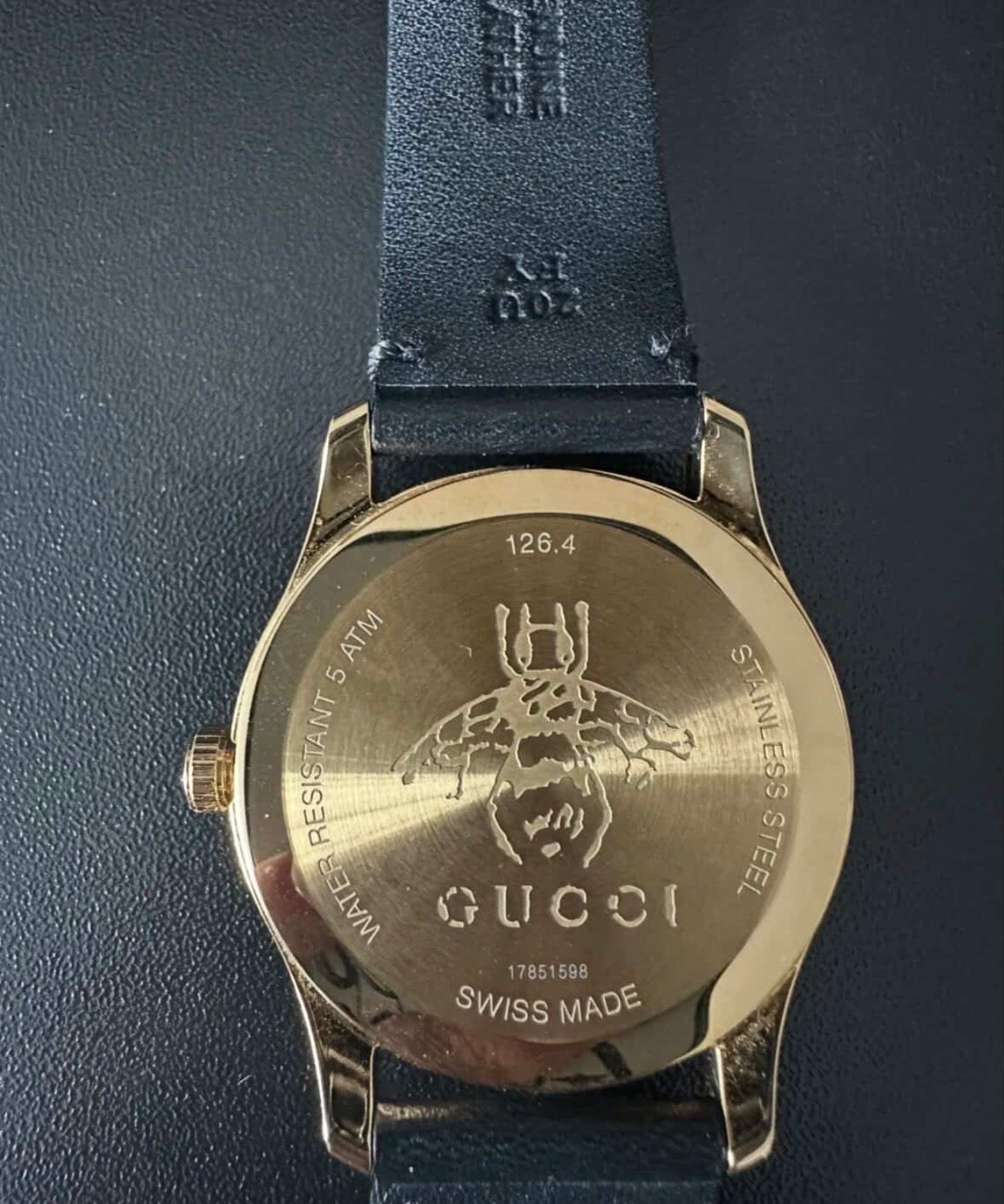 Gucci G-Timeless Bee & Star Motif Women’s Watch – Gold Tone & Black Leather