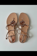 Authentic Gucci Crystal Metallic Leather Sandals Size 38 | New
