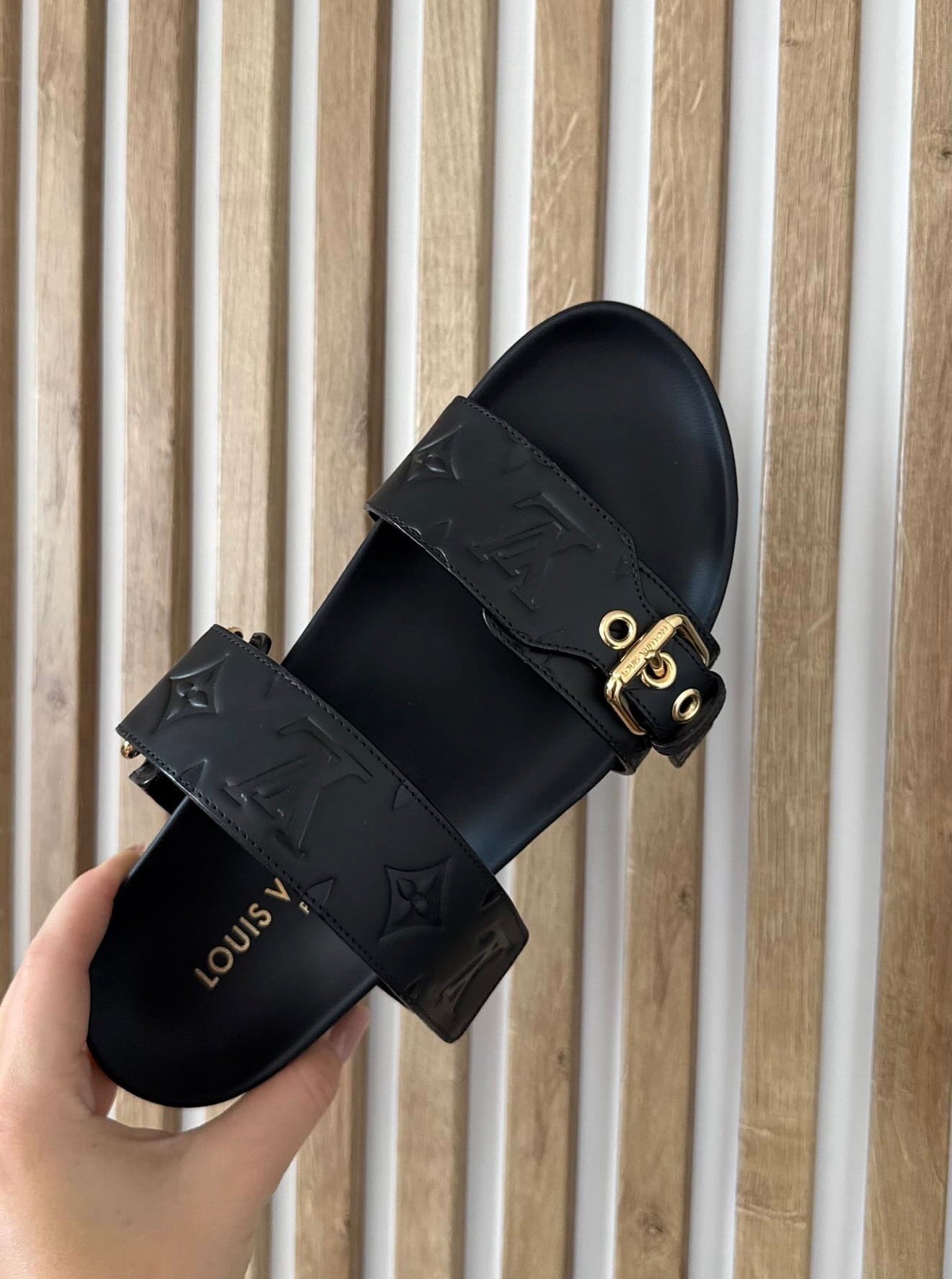 Louis Vuitton Bom Dia Flat Comfort Sandals - Black Monogram Leather