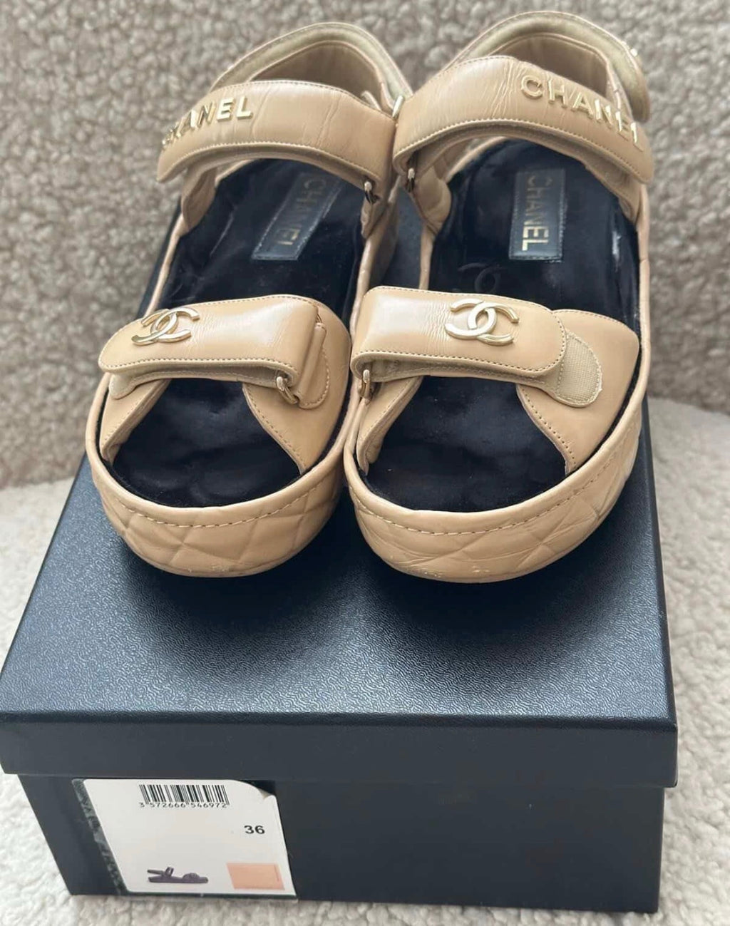 Authentic Chanel Leather "Dad" Sandals – Size 36