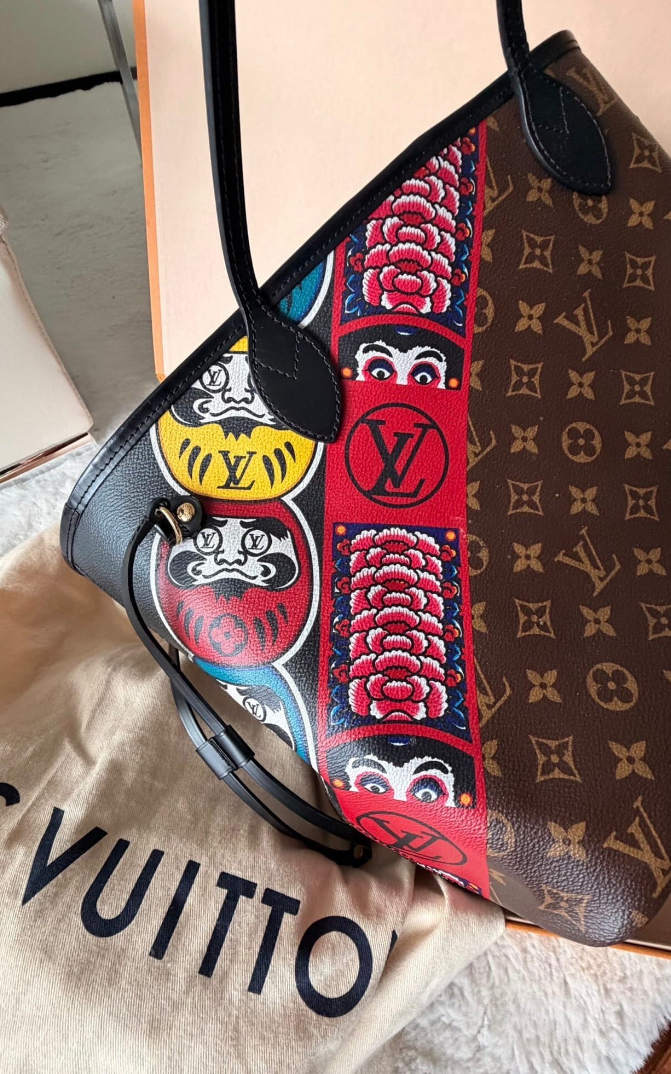 Louis Vuitton Neverfull MM Kabuki Kansai Yamamoto Limited Edition Tote Bag
