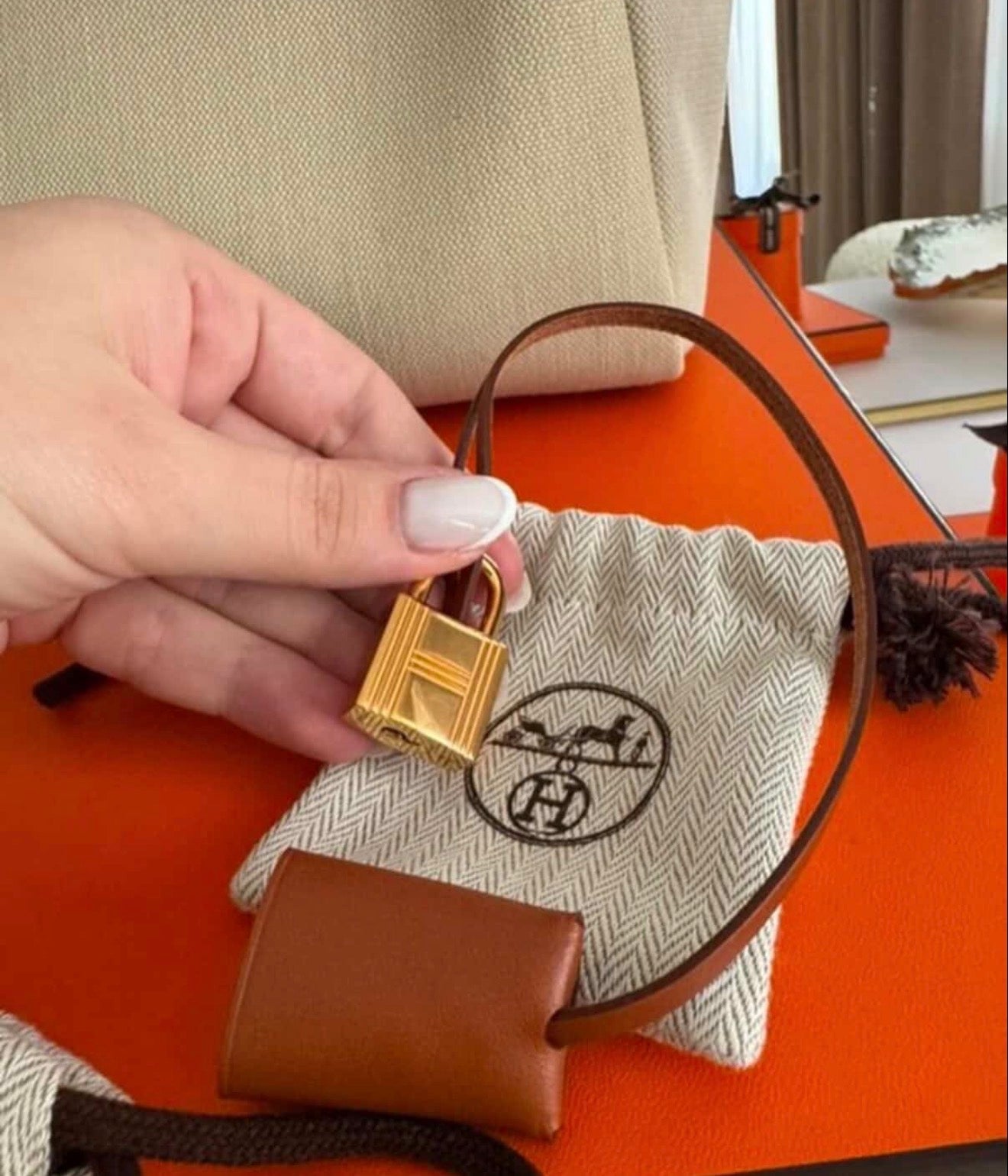Hermès Herbag Zip 31 – Canvas & Leather – Full Set with Twilly & Rodeo Charmi