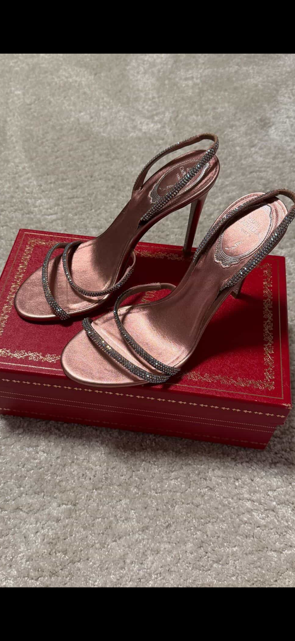 René Caovilla Irina Phard Satin Crystal Sandals – Size 38 (Full Set & Invoice)Luxury Brands Malta/ Pre Owned Luxury