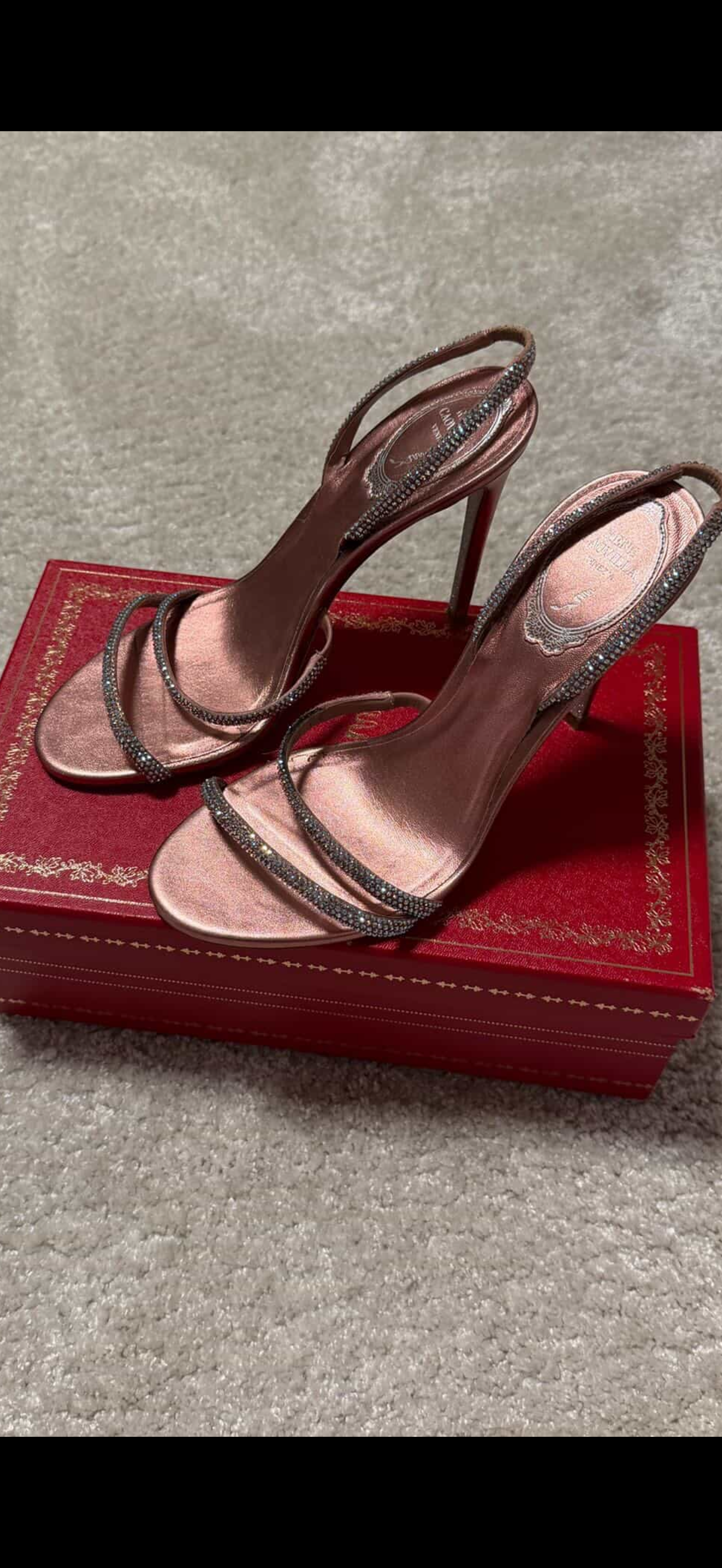René Caovilla Irina Phard Satin Crystal Sandals – Size 38 (Full Set & Invoice)Luxury Brands Malta/ Pre Owned Luxury