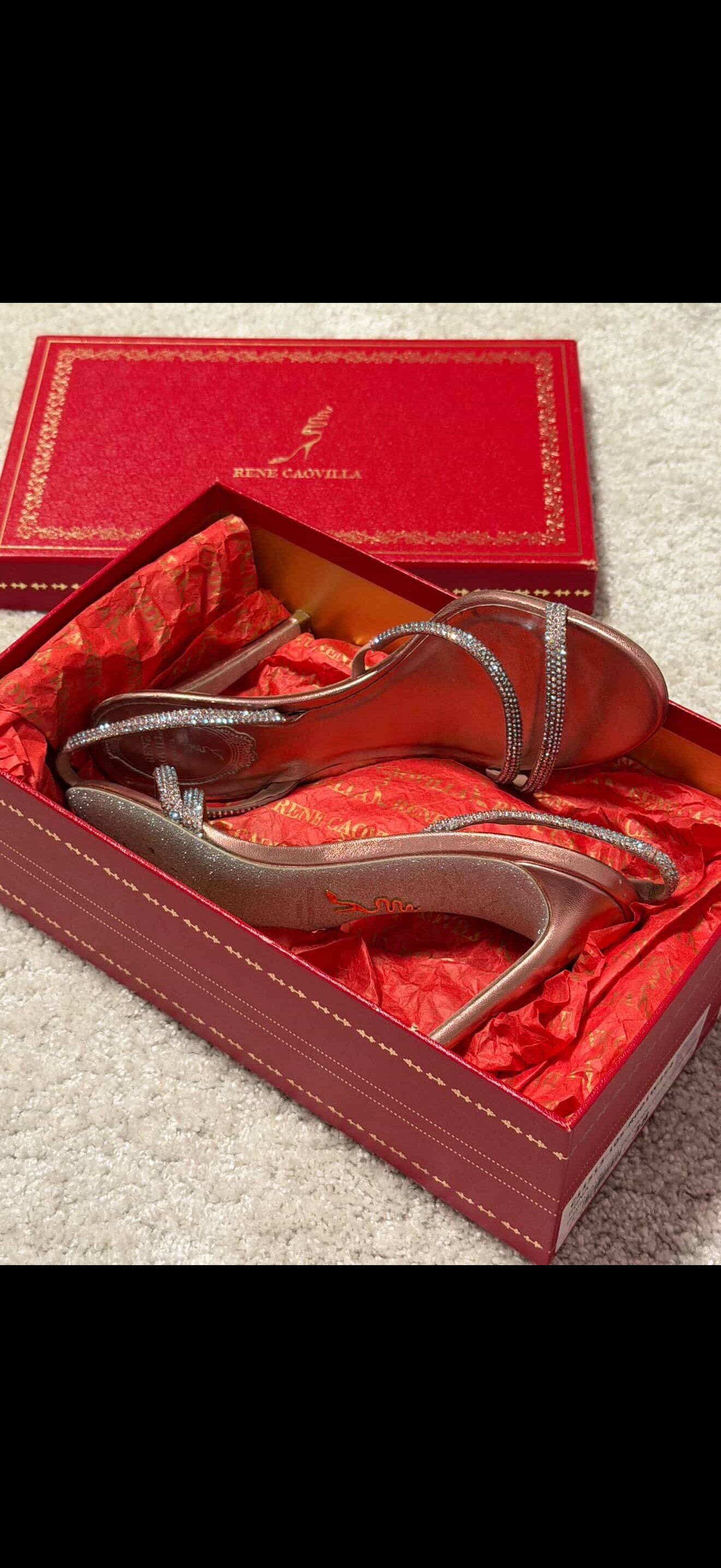 René Caovilla Irina Phard Satin Crystal Sandals – Size 38 (Full Set & Invoice)Luxury Brands Malta/ Pre Owned Luxury