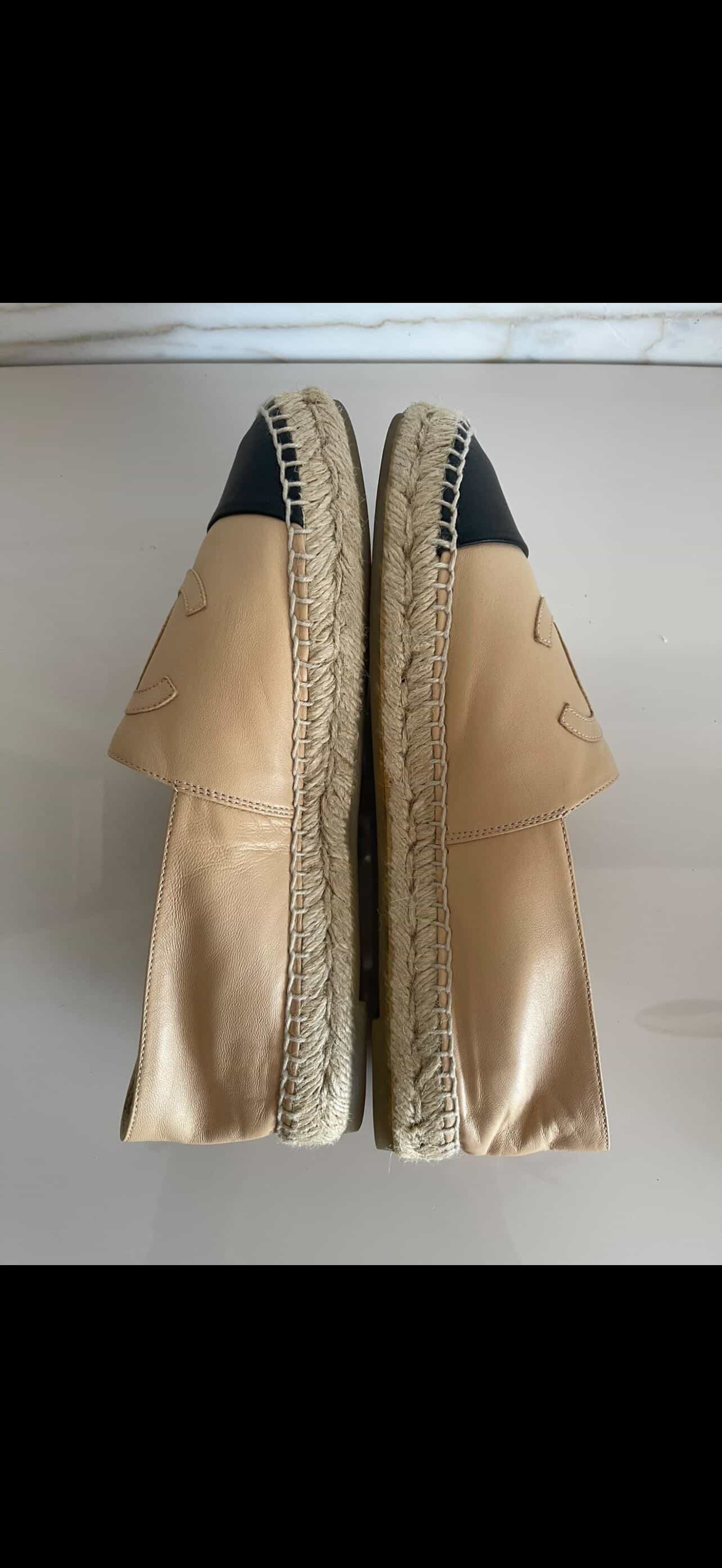 Authentic Chanel Espadrilles – Quilted Black Suede/Leather – Size 39 – Excellent Condition