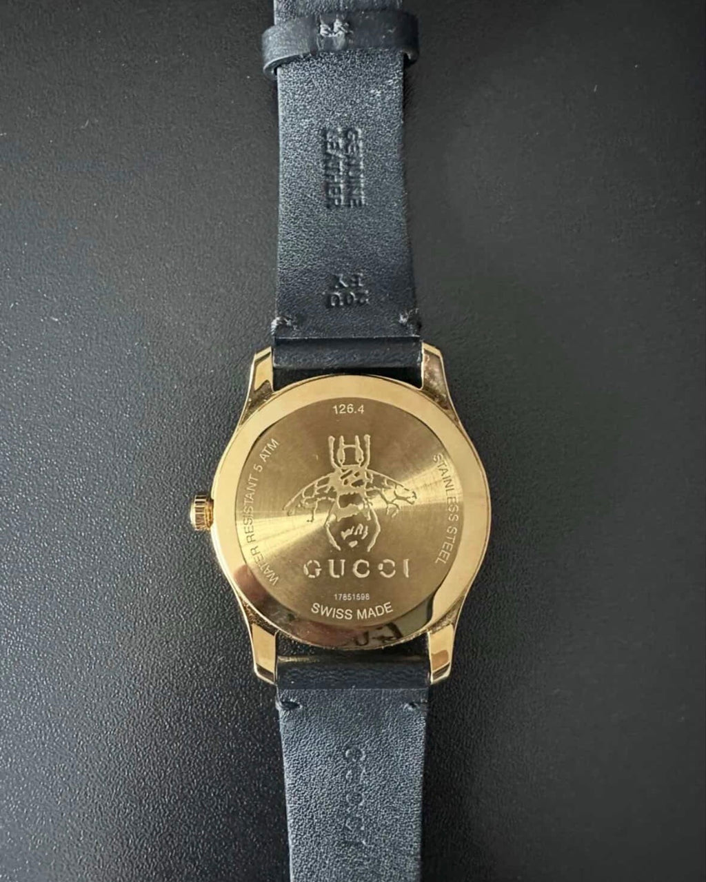 Gucci G-Timeless Bee & Star Motif Women’s Watch – Gold Tone & Black Leather