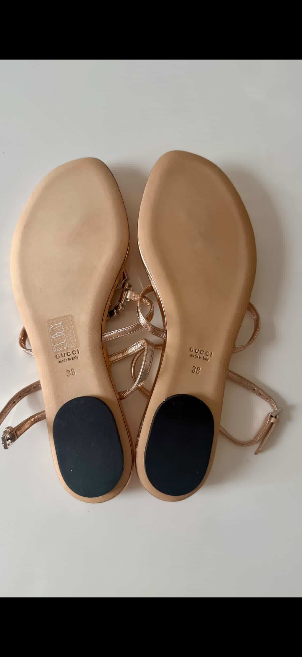 Authentic Gucci Crystal Metallic Leather Sandals Size 38 | New