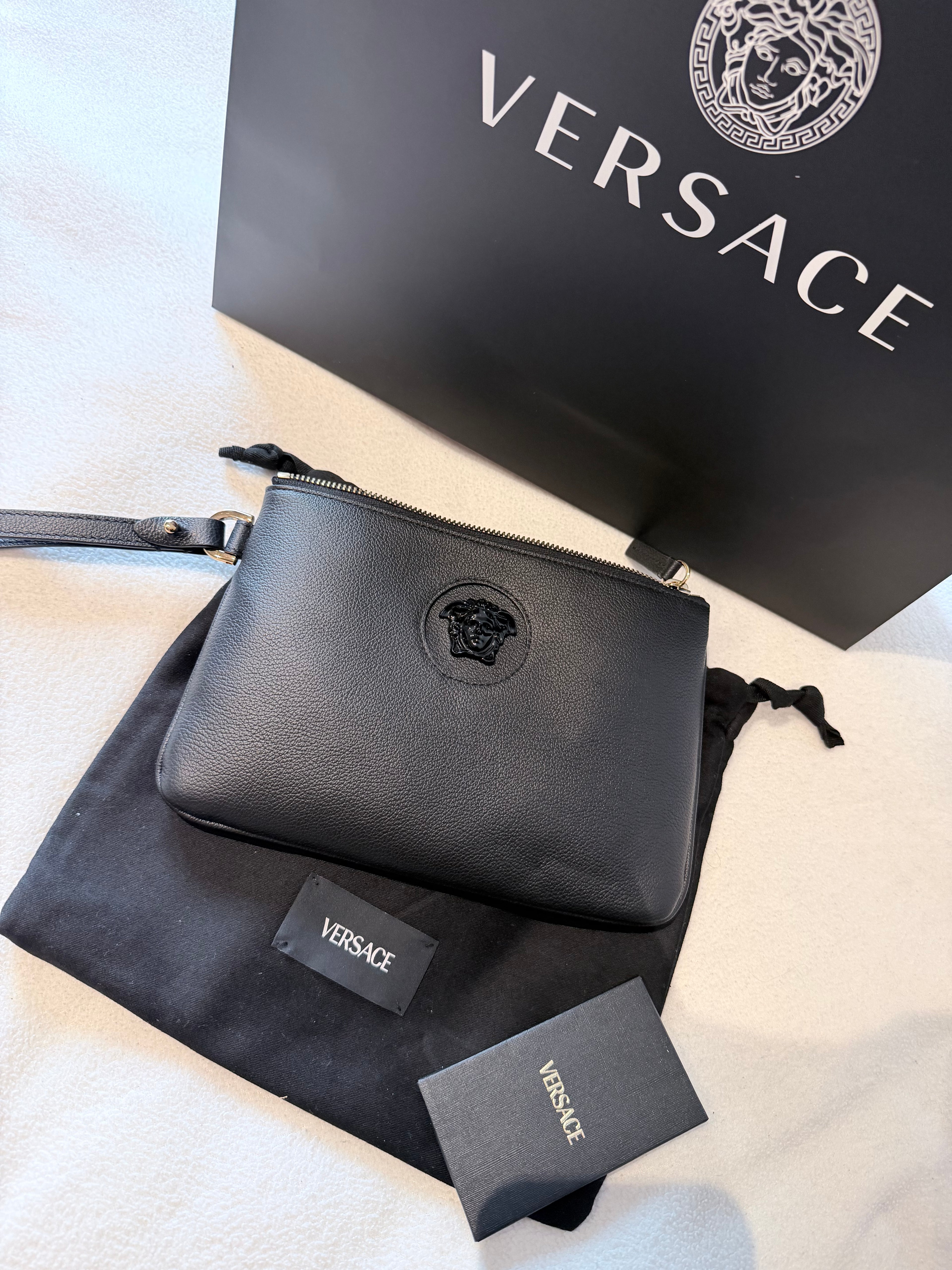 Luxury VERSACE Medusa Pouch – Brand New, Full Set with Invoice