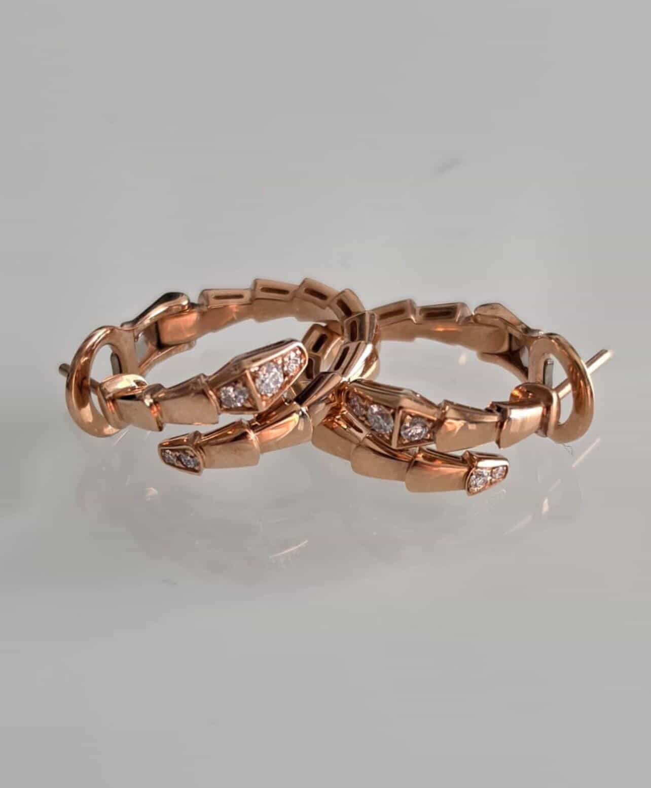 Bvlgari Serpenti Viper Earrings – 18kt Rose Gold & Diamonds (Brand New, Full Set)