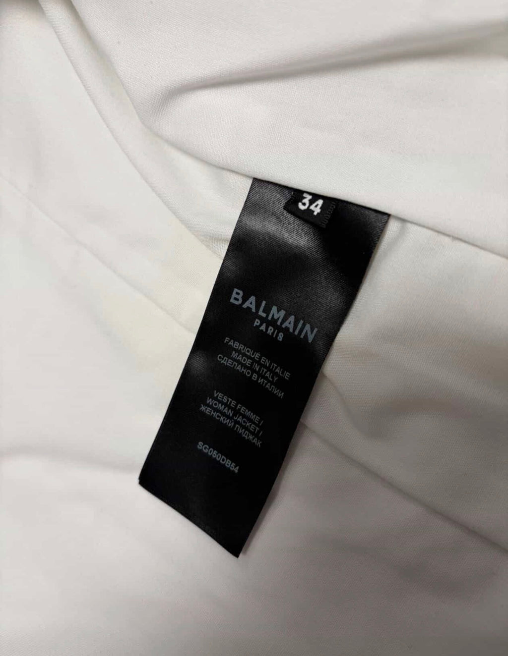 Balmain Double-Breasted Belted Blazer - White Monogram Jacquard (Size 34)/ Luxury Brands Malta/ Pre Owned