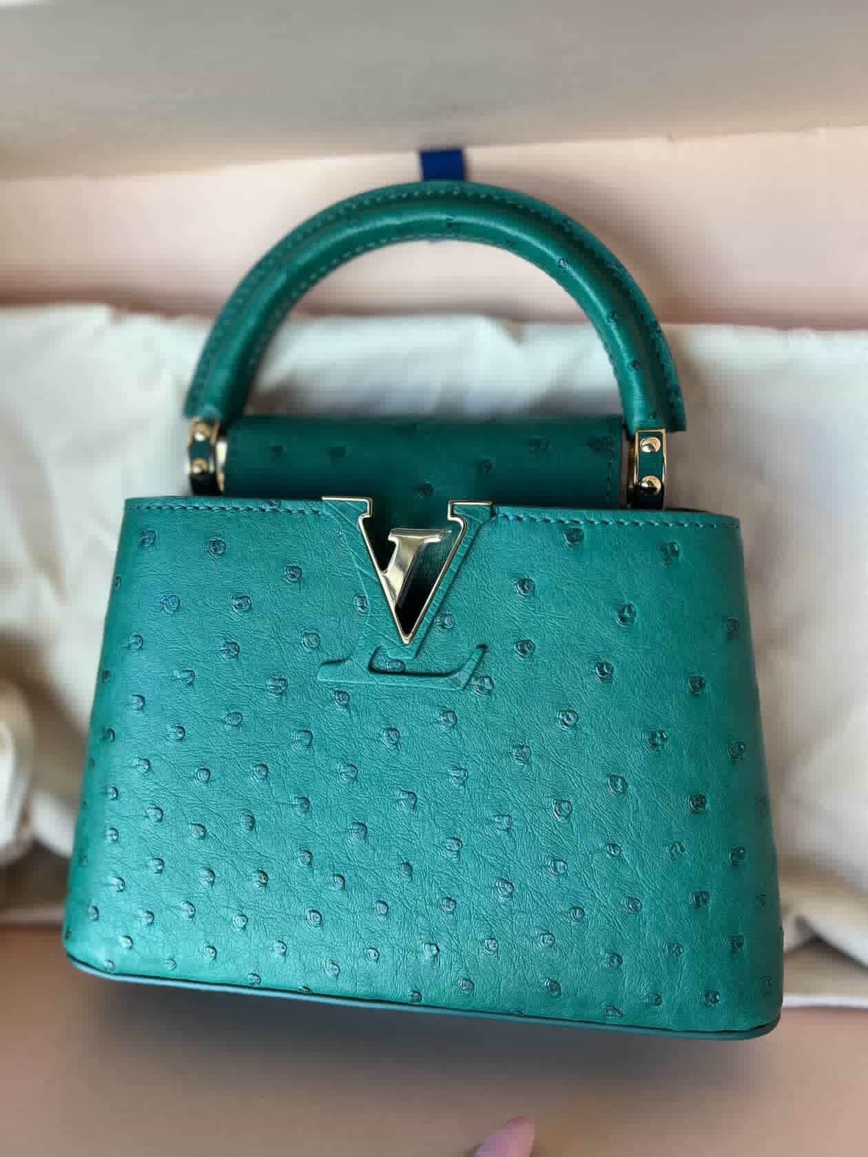 Louis Vuitton Capucines Mini Ostrich – Emerald Green / Pre Owned / Luxury Brands Malta