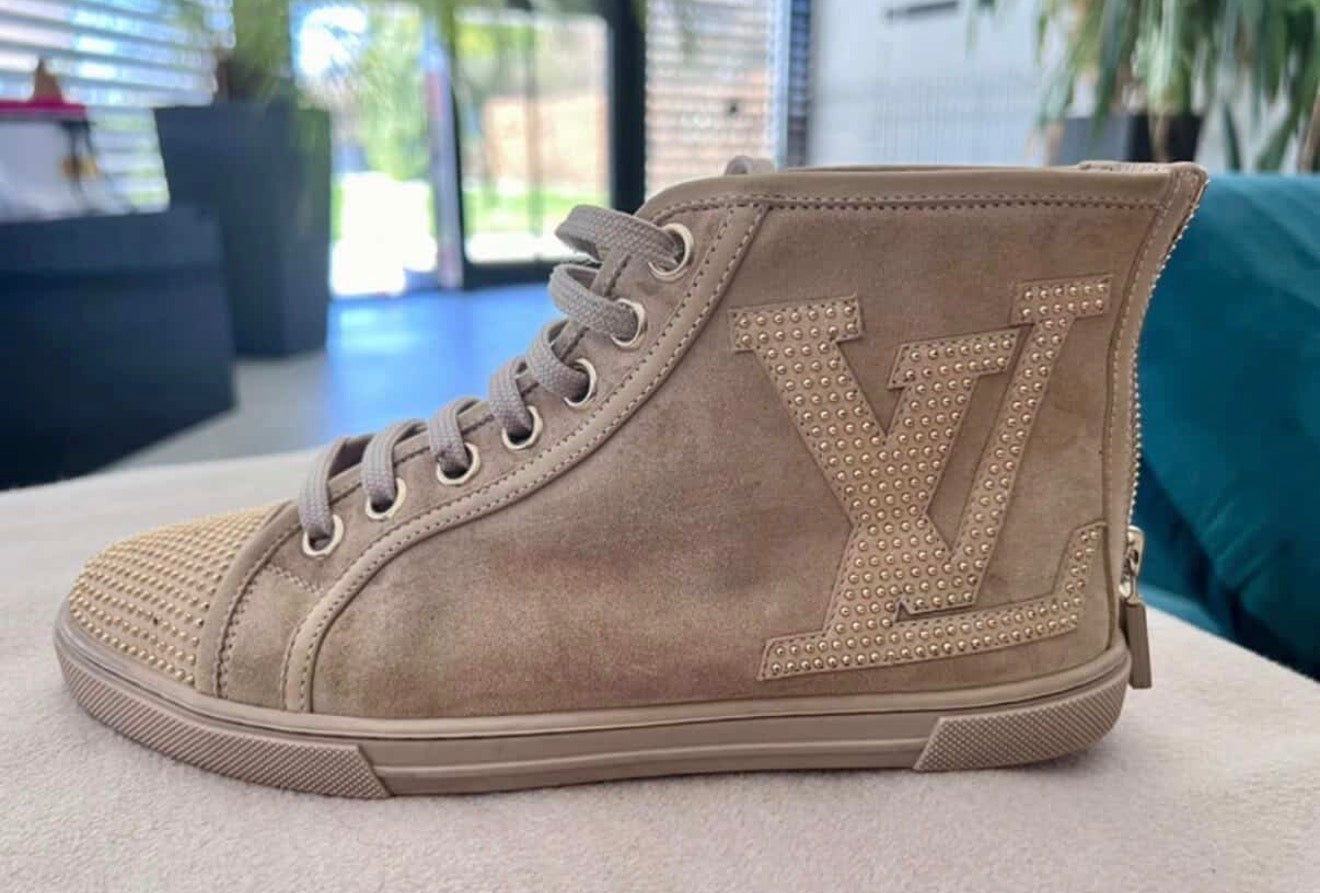 Louis Vuitton Suede High-Top Sneakers – Luxury Embellished Designer Footwear