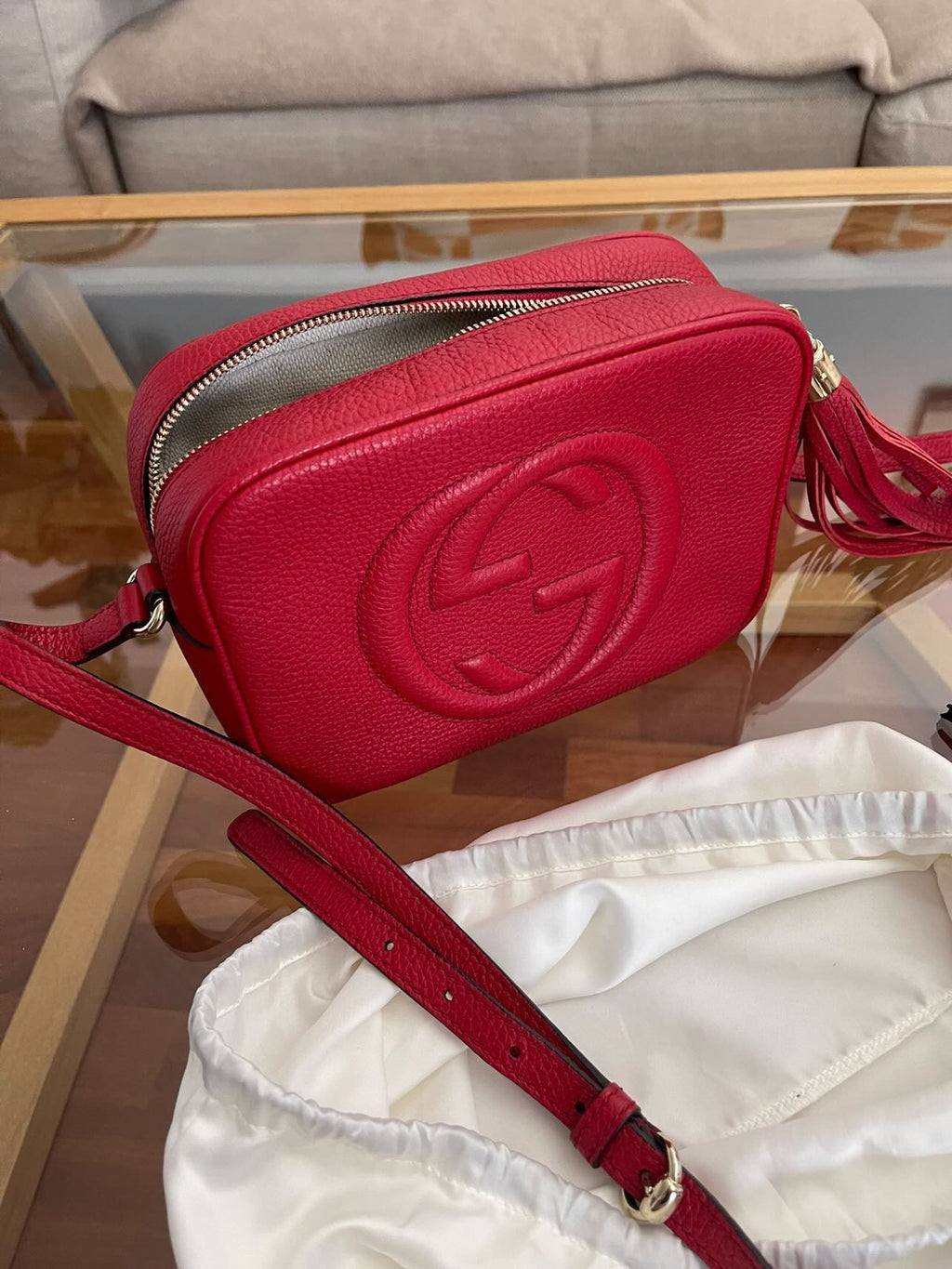 Gucci Soho Disco Leather Crossbody Bag - Bright Red