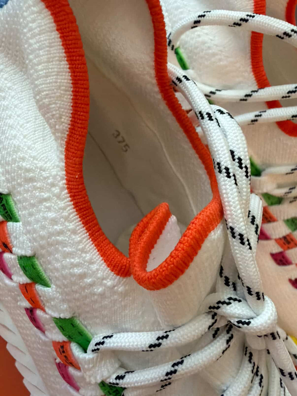 Hermès Bouncing Sneakers – White Mesh & Multicolor Ribbon (Size 37.5)