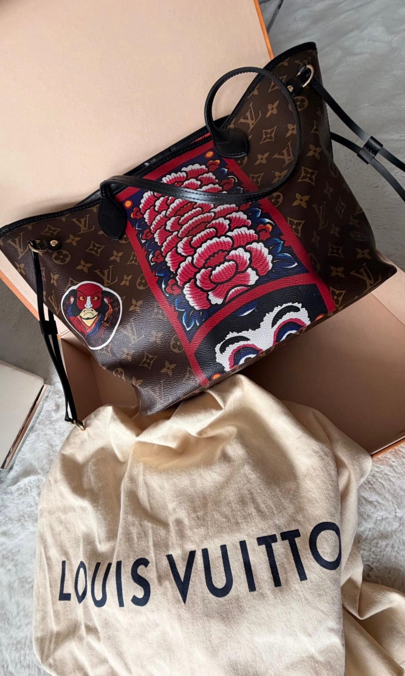 Louis Vuitton Neverfull MM Kabuki Kansai Yamamoto Limited Edition Tote Bag