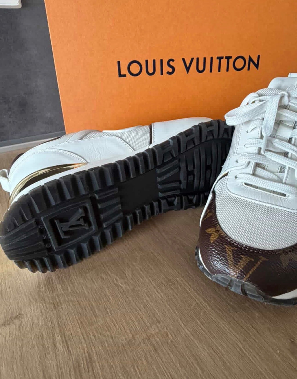 Louis Vuitton Run Away Sneakers – Monogram Canvas & White – Size 36 (Fits 37)