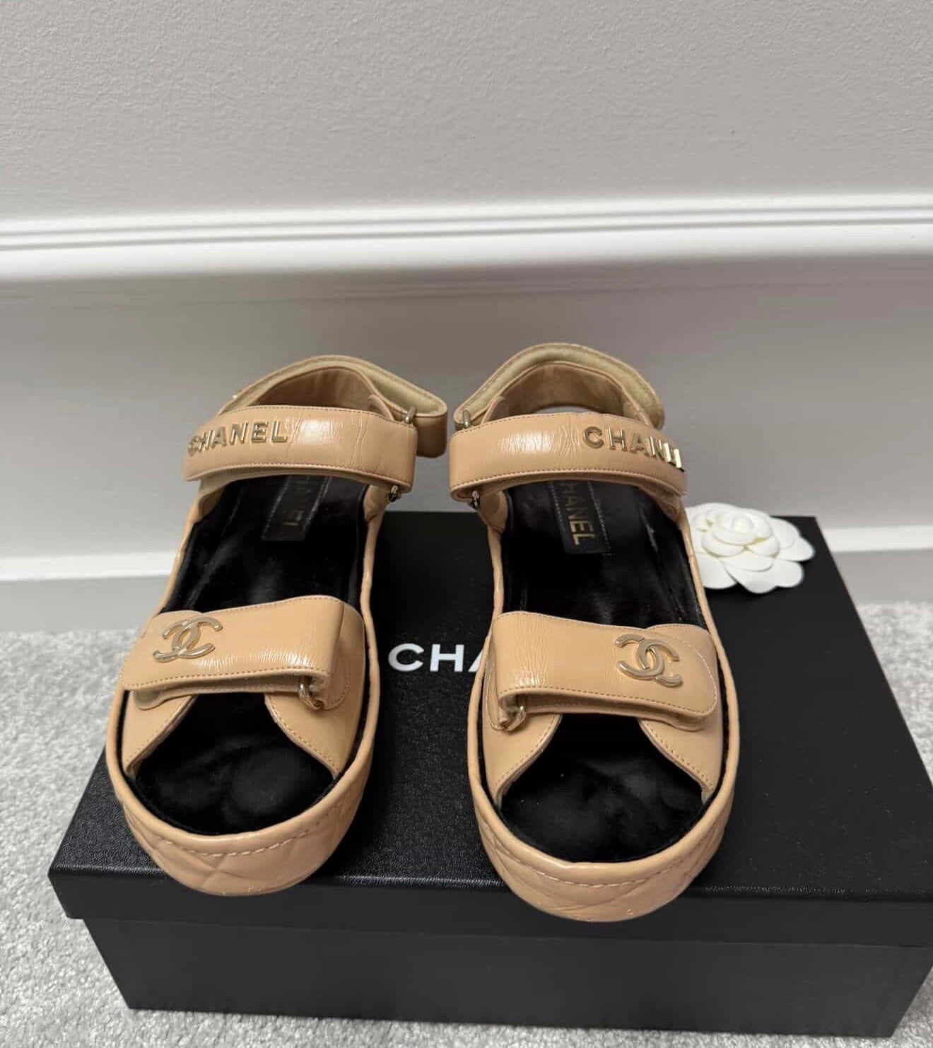 Authentic Chanel Leather "Dad" Sandals – Size 36